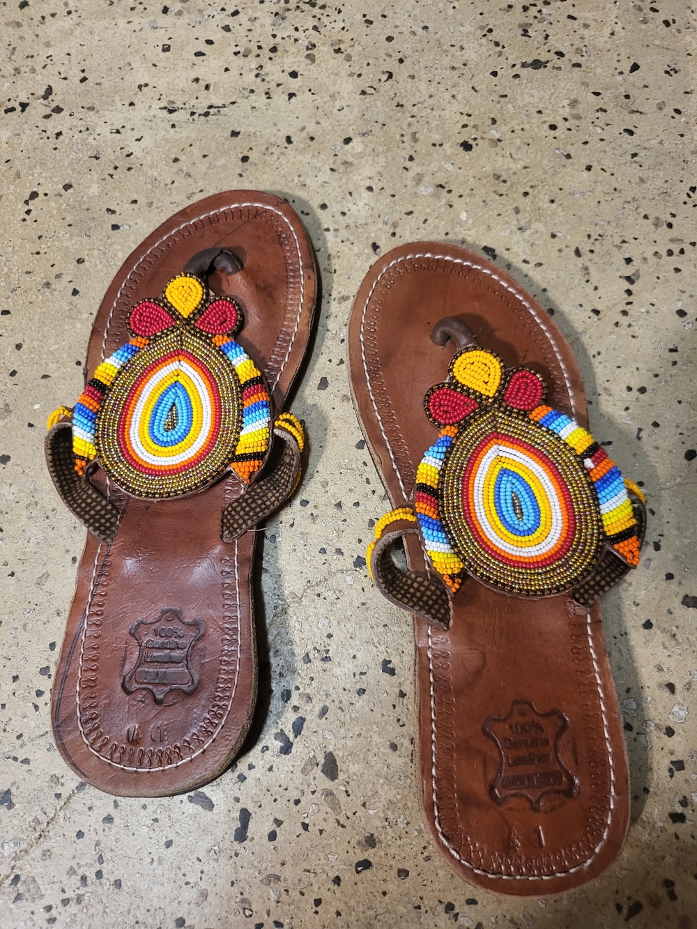 Sandals African Maasai Beaded Slippers Handmade Size 10.5 us woman